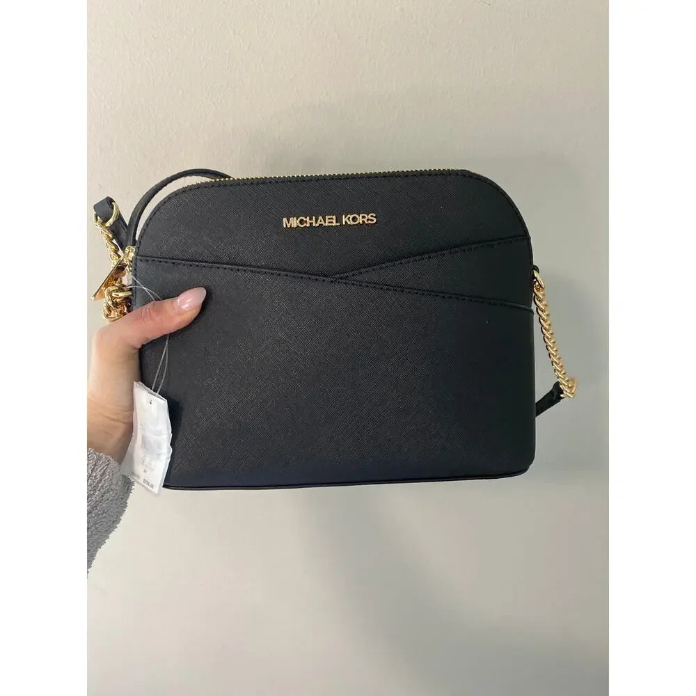 NWT Michael Kors Jet Set Travel Dome Crossbody Bag Black - Picture 2 of 4
